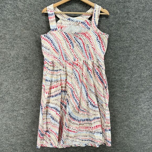 Zoda Dress Women 14 White Striped Sheath Midi Zipper Sleeveless V-Neck Cotton - Picture 2 of 7